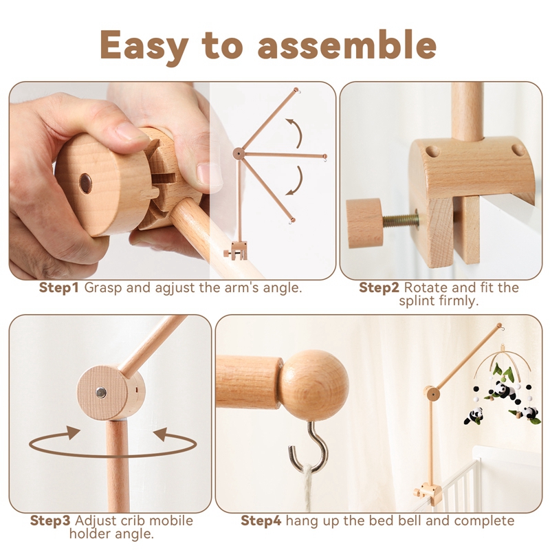 Baby Wooden Bed Bell Bracket M - Baby Rattle Toy Set avaliação e preço