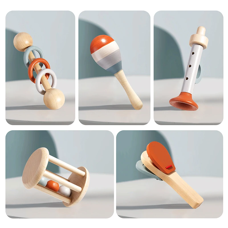 5Pcs Baby Musical Instruments  - Baby Rattle Toy Set avaliação e preço