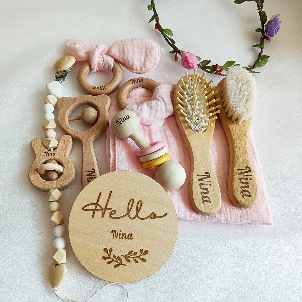 8 Pieces Of Personalized Name  - Baby Rattle Toy Set avaliação e preço