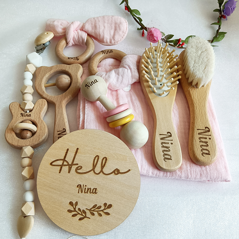 8 Pieces Of Personalized Name  - Baby Rattle Toy Set avaliação e preço