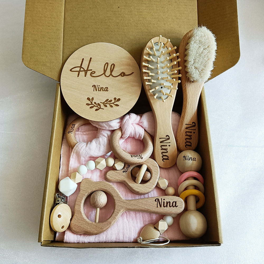 8 Pieces Of Personalized Name  - Baby Rattle Toy Set avaliação e preço